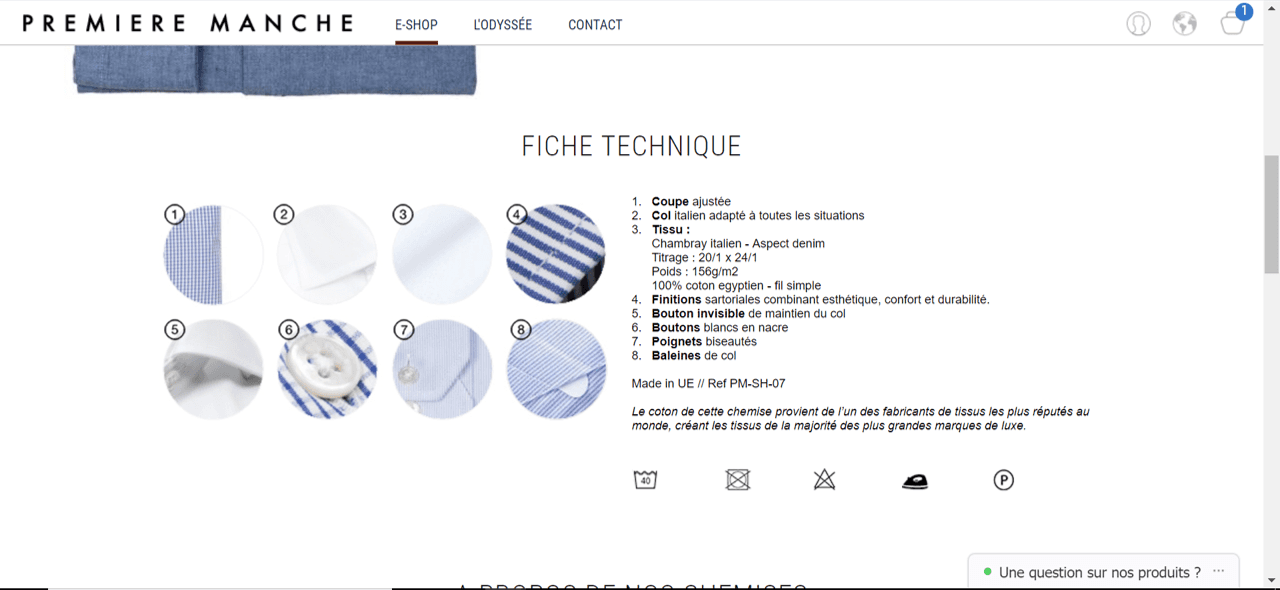 Chemise Première Manche test