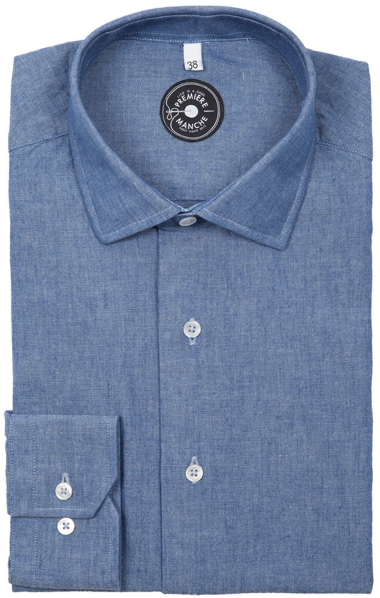 Chemise chambray italien bleu