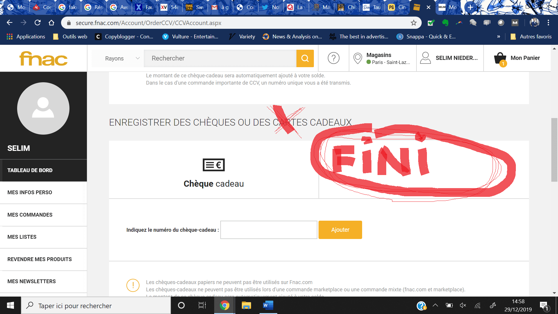 connaître mon solde carte cadeau fnac