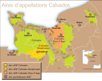 carte des appellations de calvados