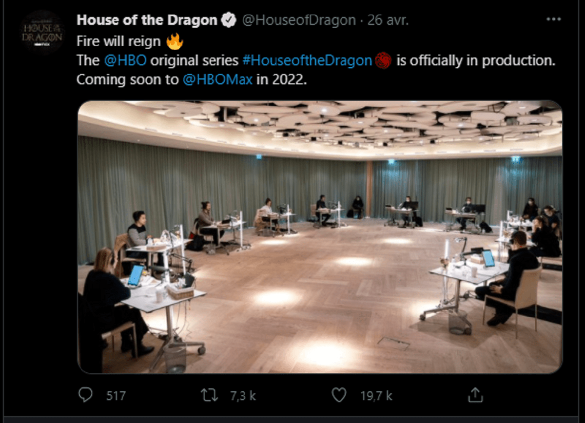 tweet-annonce-tournage-house-of-the-dragon