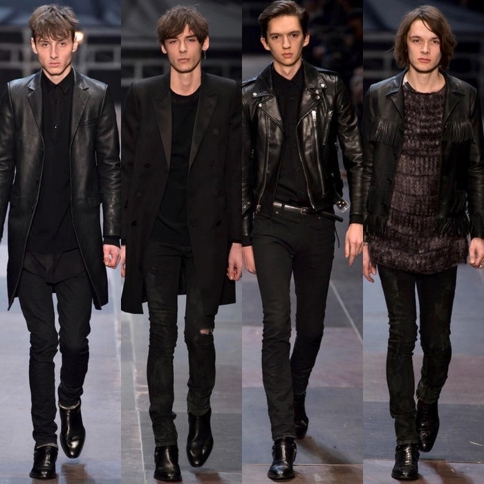 cuir noir saint laurent homme