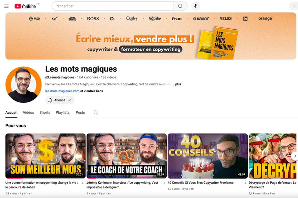 Les Mots Magiques chaîne Youtube sur le copywriting