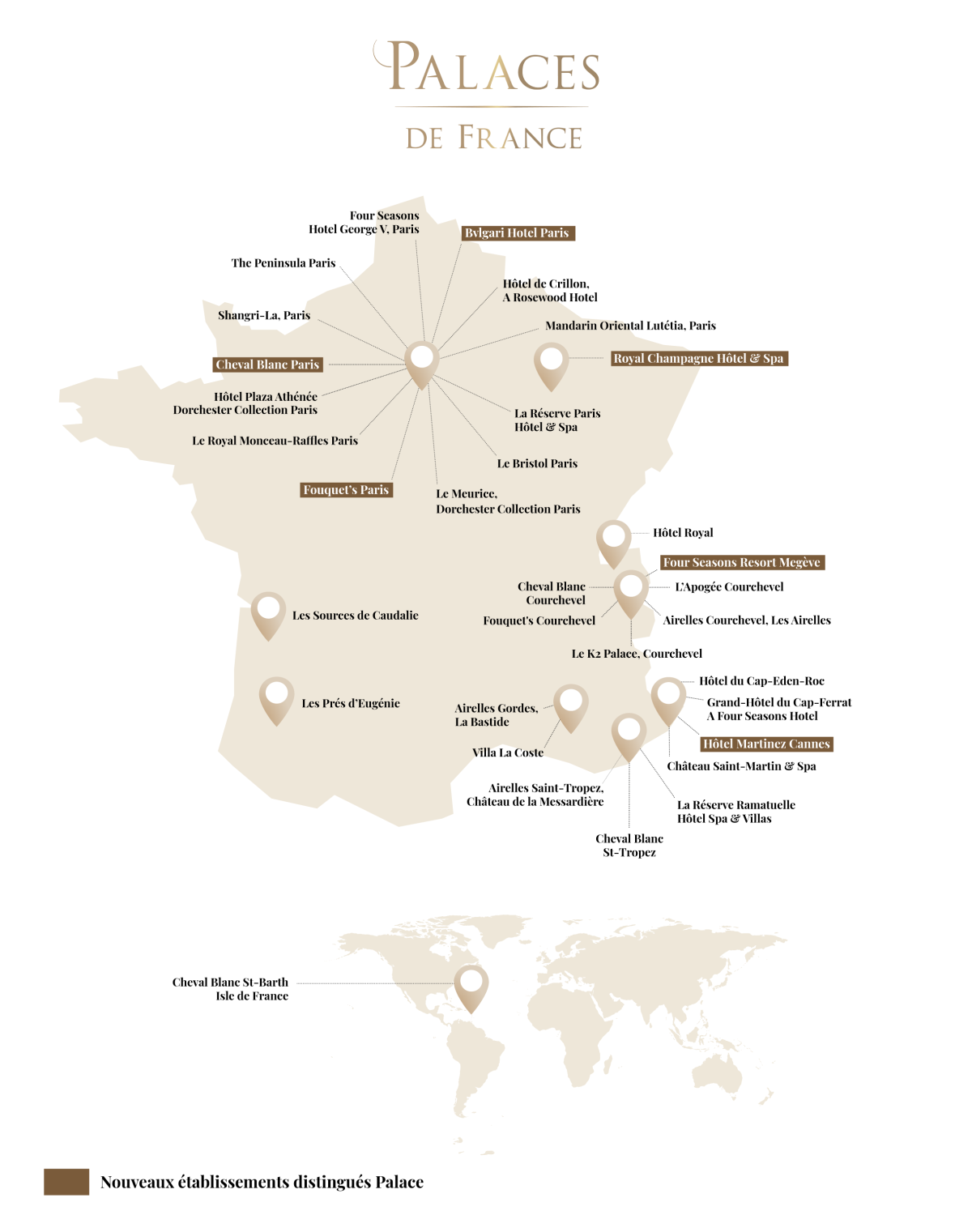 Carte des palaces - France 2026 - Fournie par Atout France